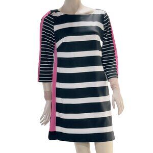 ELIZA J Women’s Dress Black White Pink Striped Midi Size 12